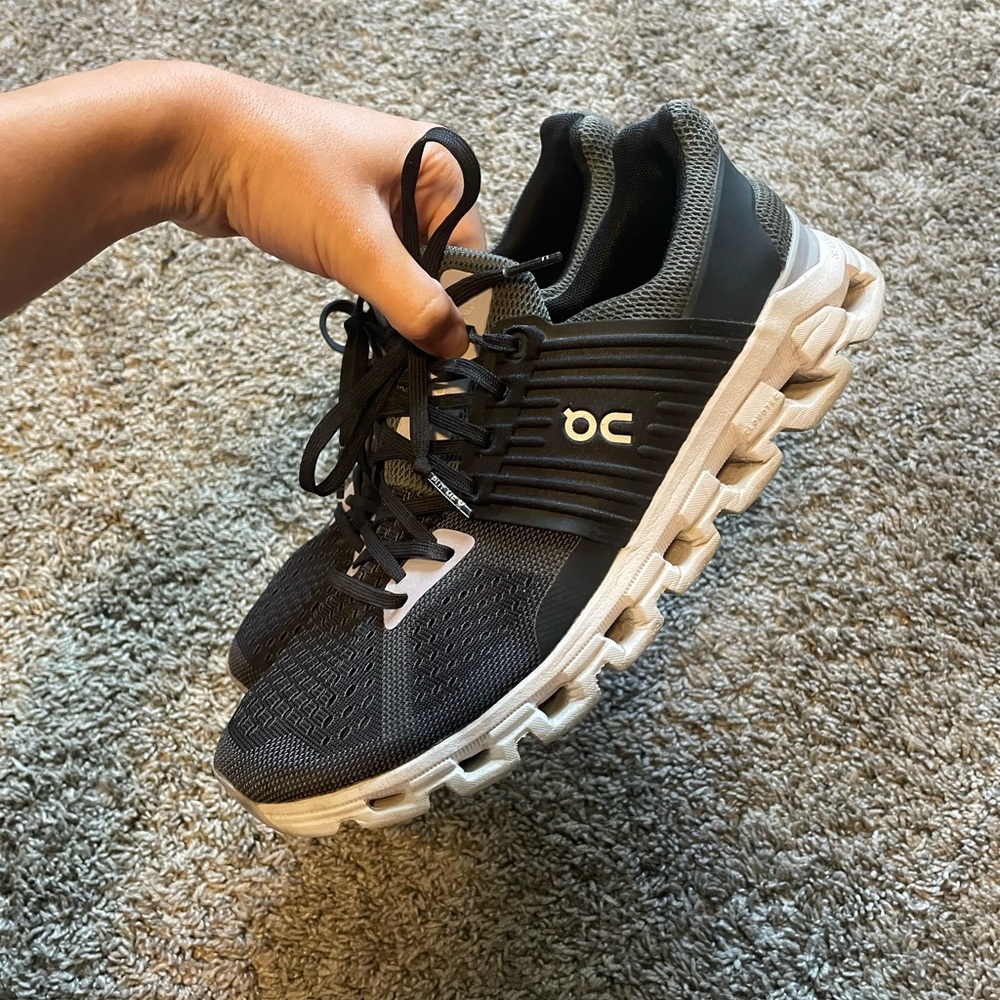 On Running Black and White Athletic Shoes